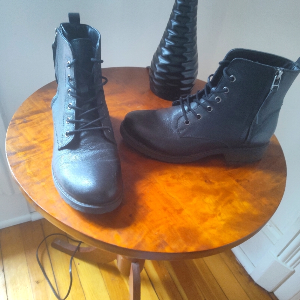 Steve Madden Cliffton leather lace up boots with side zip